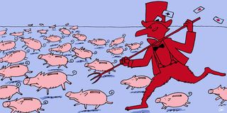 Kredietcrisis lowtech magazine illustratie door Milo Kredietcrisis lowtech magazine illustratie door Milo