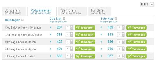 Interrail prijzen voor volwassenen Interrail prijzen voor volwassenen