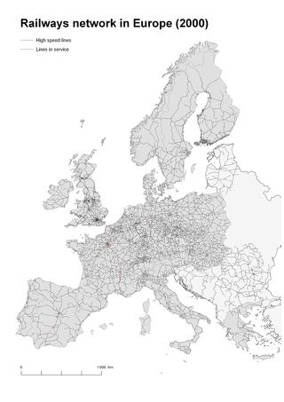 Railways network in europe 2000