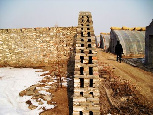Chinese greenhouse detail of the wall