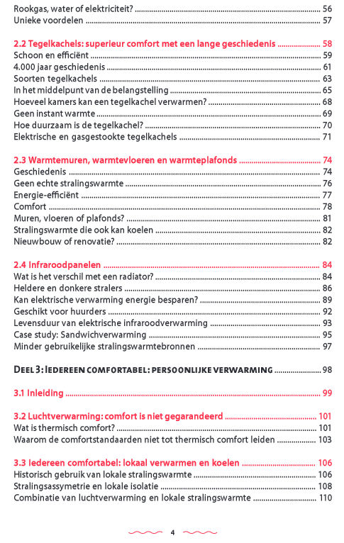 Inhoudstafel stralingsverwarming 2 Inhoudstafel stralingsverwarming 2