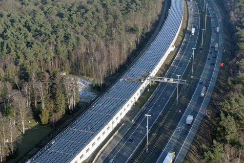 Railwat covered with solar panels in belgium infrabel